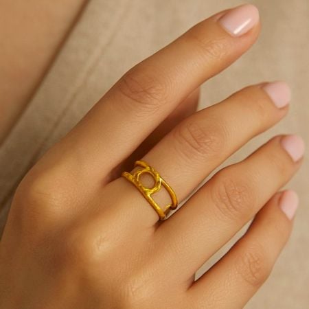 Adjustable 18K Gold Plated Modern Chunky Band Ring
